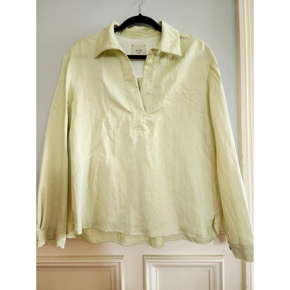 ALYSI Chocolat Luxury Brand Made in Italy Green Modal Blend Blouse Top Size 6